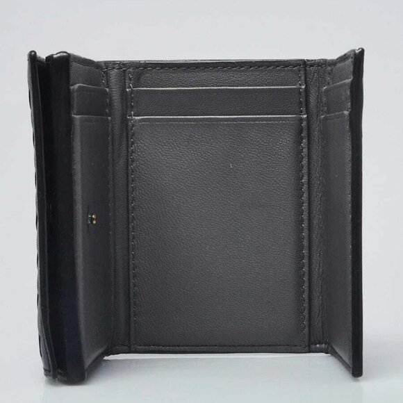 Bottega Veneta Black/Grey Intrecciato Woven Nappa Leather Tri-Fold Small Wallet - Picture 5 of 11